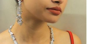 Geometrical Ladies Necklace Set with Korean Octagonal CZ