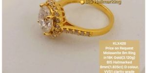 Lab Created Moissaite Ladies Ring in 18K Gold