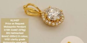 Lab Created Moissanite :Ladies Pendant in 18K Gold