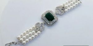 Pearl Strapped CZ Ladies Bracelet