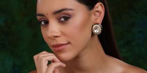 oversized green meenakari studs