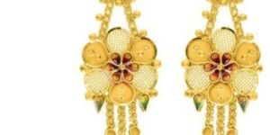 Dangling Flower Ladies Gold Earrings