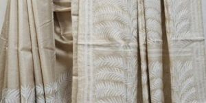 CREAM COLOR HANDLOOM GACHHI TUSSAR SAREE