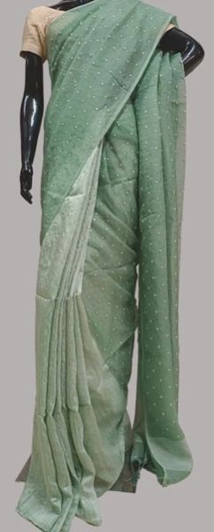 LIGHT GREEN HANDLOOM MATKA MUSLIN WOVEN SILK SAREE