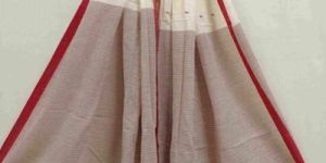 OFF-WHITE & RED HANDLOOM HANDSPUN COTTON JAMDANI DUPATTA
