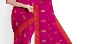 RANI PINK & ORANGE SOFT KHADI COTTON SAREE