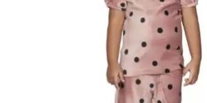 Girls Velvet Polka Doted T-Shirt & Shorts