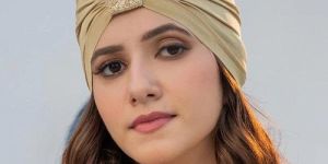 Beige Shimmer & Glitter Women Turban