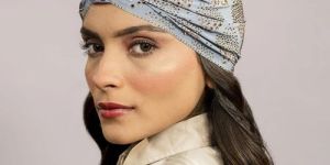 Golden Crystals Women Blue Turban