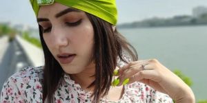 Lime Green Embellished Women Turban