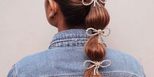 Silver Crystal Women Hair Bows Alligator Clip