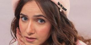 Women Pink Beret Cap With Black Ribbon Crystals & Pink Heart Charm