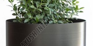 30X30X30 Cm Black Round Metal Planter