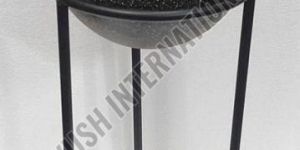 Black Round Iron Outdoor Planter with Stand