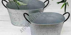 Oval Shape Iron Indoor Planter