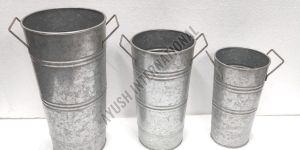 Set of 3 Steel Round Indoor Planter