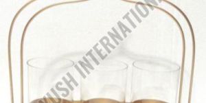 Three Set Glass Candle Holder with Aluminium Stand