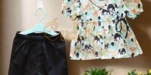 Girls Safari Stroll Angrakha Kurta Set