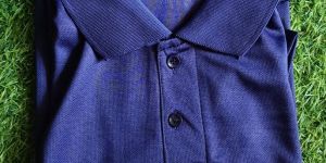 Mens Navy Blue Collar T-Shirt