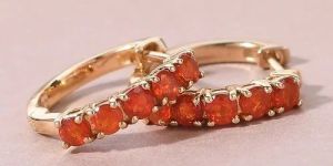 Mexican Fire Opal Hoop Earrings
