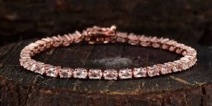 Natural Morganite Gemstone Tennis Bracelet