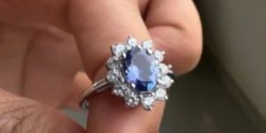 Oval Tanzanite Moissanite Engagement Ring