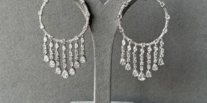 Ladies Silver Stone Earrings