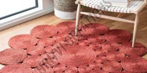 Handmade Red Flower Jute Rug