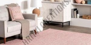 Plain Pink Jute Floor Rug