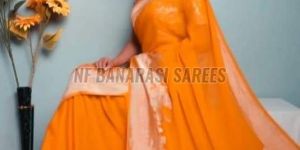Orange Banarasi Silk Saree