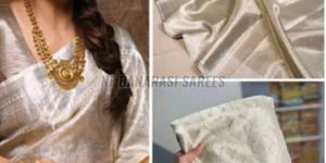 Silver Banarasi Silk Saree