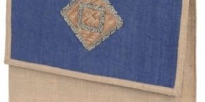Long Shoulder Length Blue Fancy Jute Bag