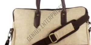 Brown Designer Jute Laptop Bag