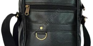 Plain Black PU Leather Sling Bag