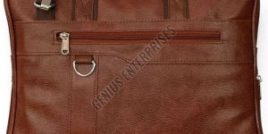 Plain Brown PU Leather Laptop Bag