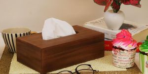 Brown Wooden Tissue Box