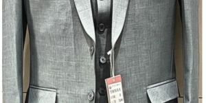 Mens Cotton Grey Three Piece Suit