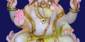 Multicolor Ganesh Marble Statue