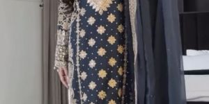 Ladies Blue Heavy Designer Pant And Kurti Set