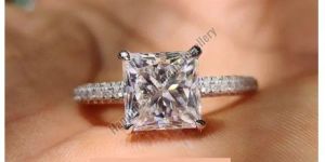 Three Row Pave Engagement Ring