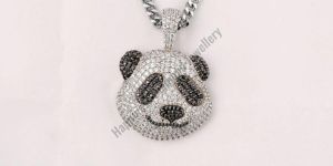 White Gold Panda Full Iced Out Pendant