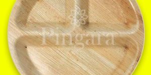 3 Compartment Round Areca Leaf Plate