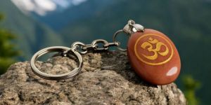 RED JASPER STONE OM KEYRING