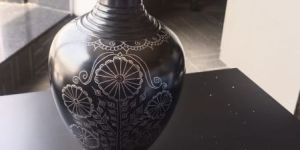 Flower Clay Black Pots for Decoration