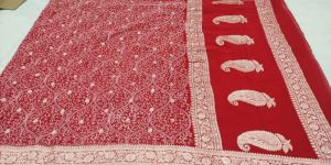 Banarasi Pure Chiffon Khaddi Handloom Chicken Work Embroidary Saree