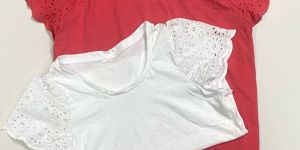 W13124 Ladies Crochet Sleeve Tops