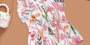 Baby Girl Adorable Unique Print Cotton Frock