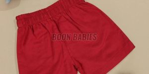 Boys Red Minimalist Cotton Shorts