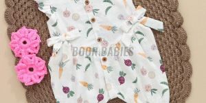Playful Vegetable Print Baby Romper