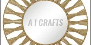Single Round Jute Mirror Boho Wall